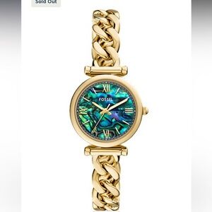 Fossil Carlie Three-Hand Stainless steel Watch with Iridescent Blue-Green Dial